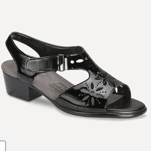 SAS Black Sunburst Heeled Sandal